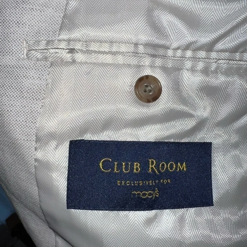 Club Room Beige Suit Coat Blazer Padded Sleeves Size R42